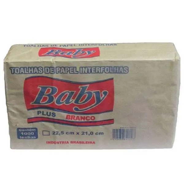 Papel Toalha Interfolha 2 Dobras 22,5x21cm Branco PT 1000 FL Baby