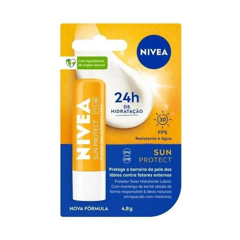 Protetor Labial Nivea FPS30 4,8g Lip Care Sun