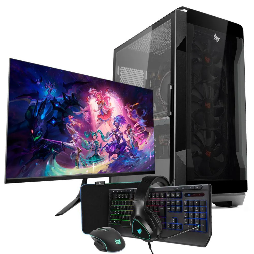 Computador Completo Pichau Gamer Amaymon V, AMD Ryzen 5 5600, Radeon RX 7600 8GB, 16GB DDR4, SSD M.2 480GB + Monitor 27 + Kit Periféricos