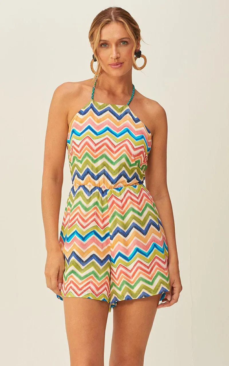 Macacão Curto Estampado - TAPEÇARIA