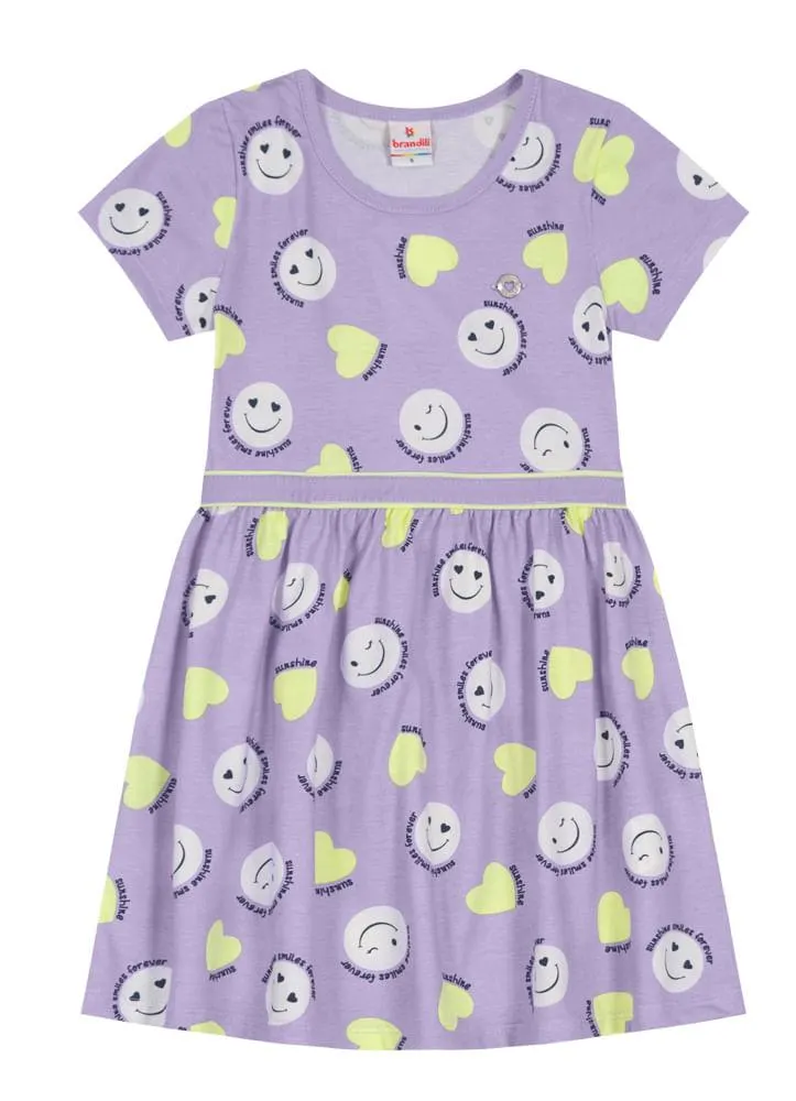 Vestido em malha estampada infantil menina Brandili