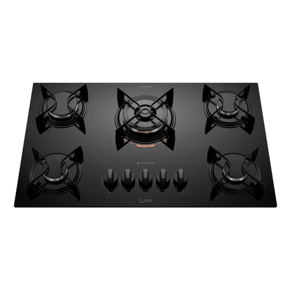 Cooktop 5 Bocas U Top Atlas com Mesa de Vidro Tripla Chama Bivolt