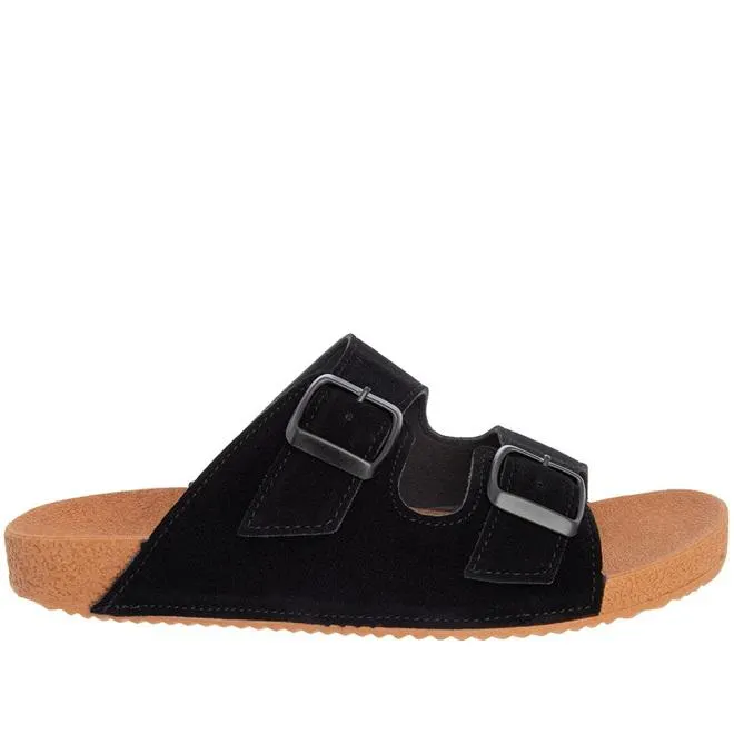 Sandália Mac & Jac Flatform Detalhe Fivelas Camurça Preto