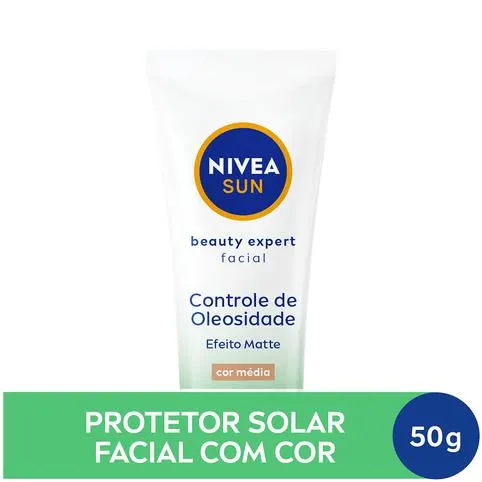 Protetor Solar Facial Nivea Sun Beauty Expert Controle de Oleosidade Com Cor FPS 60 50g