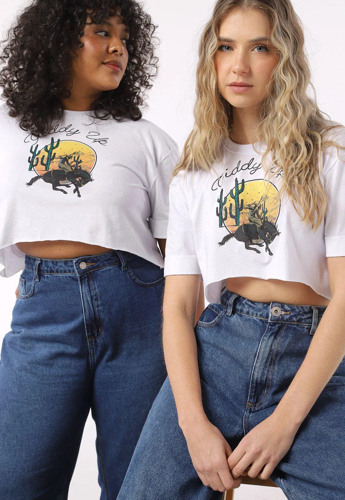 Blusa Cropped Forever 21 Cacto Branca