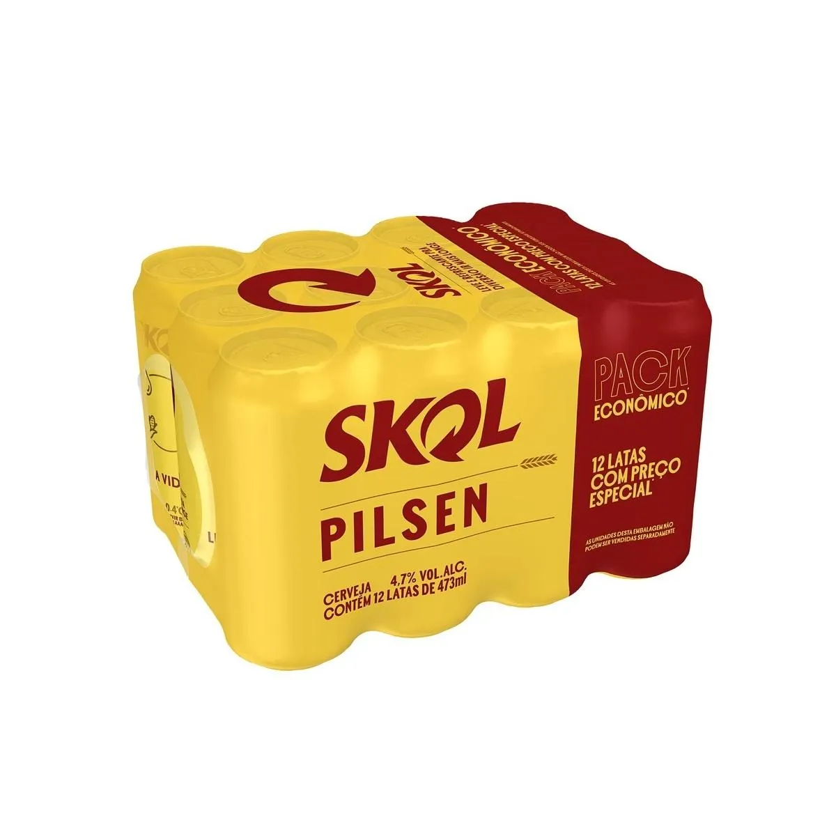 Cerveja Skol Lata 473ml C/ 12 Unid.