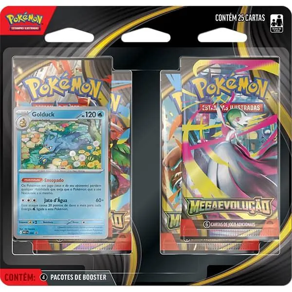 Jogo de cartas, Quad Pack Pokémon TCG, Megaevolução, 35659, Copag - BT 4 UN
