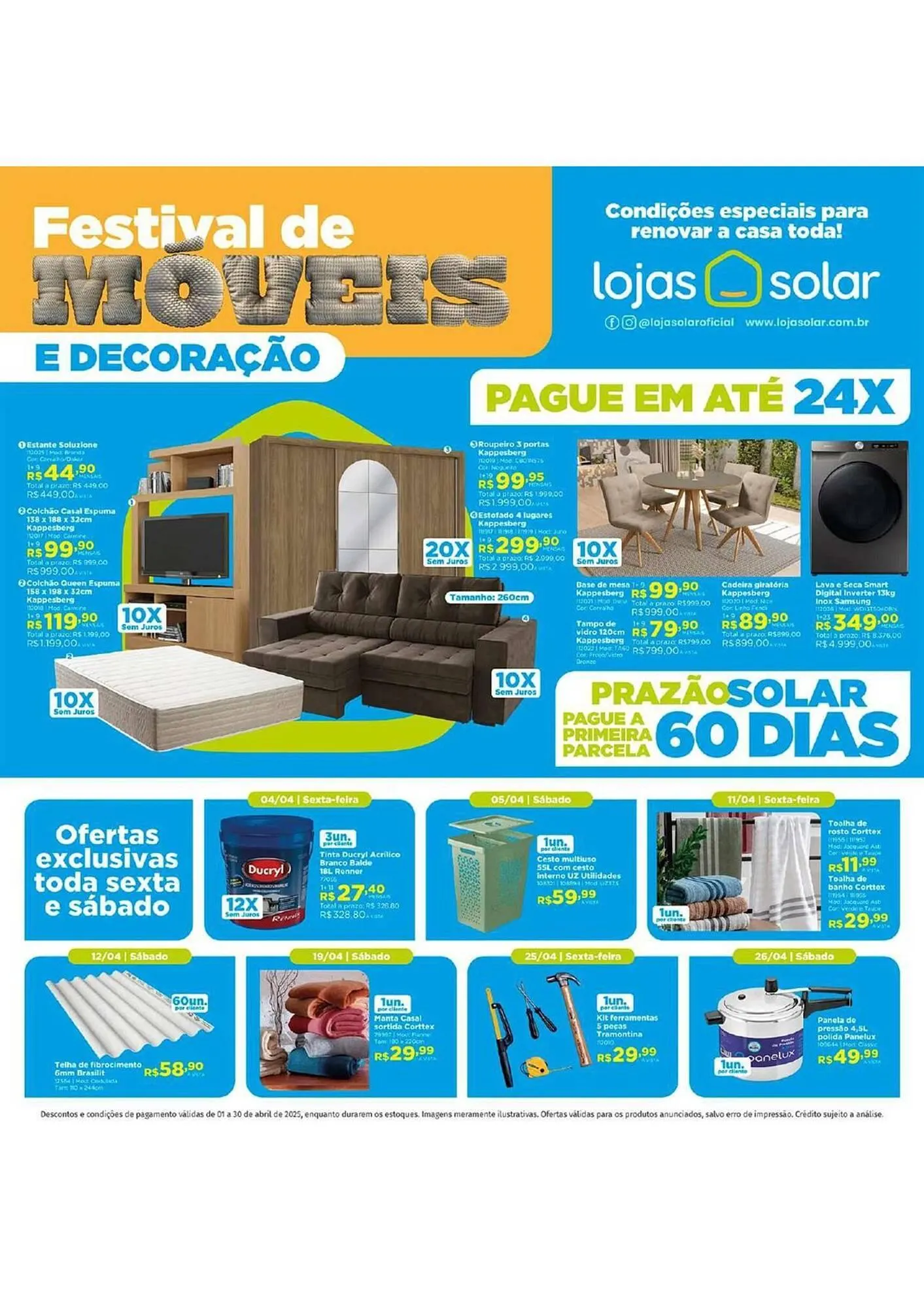 Encarte de Catálogo Lojas Solar 1 de abril até 30 de abril 2025 - Pagina 1