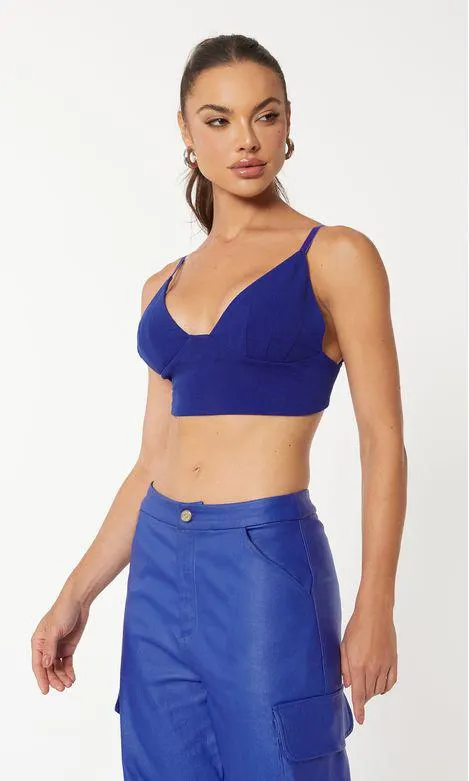 Cropped Bojo Malha Barbatana - Azul Klein