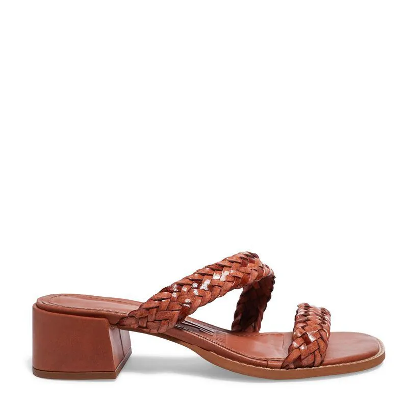 Sapato Mule Marrom Couro Bico Quadrado