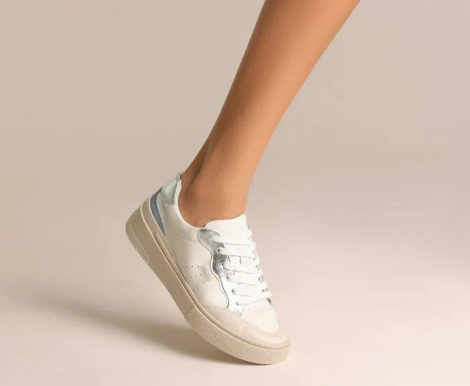 Tênis Branco e Azul Jeans Sola Alta Gigi