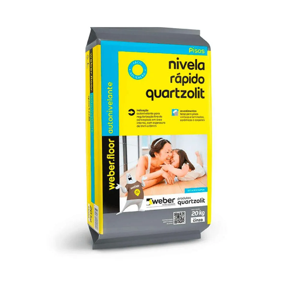 Argamassa Autonivelante Nivela Rápido de uso Interno Cinza 20kg Quartzolit