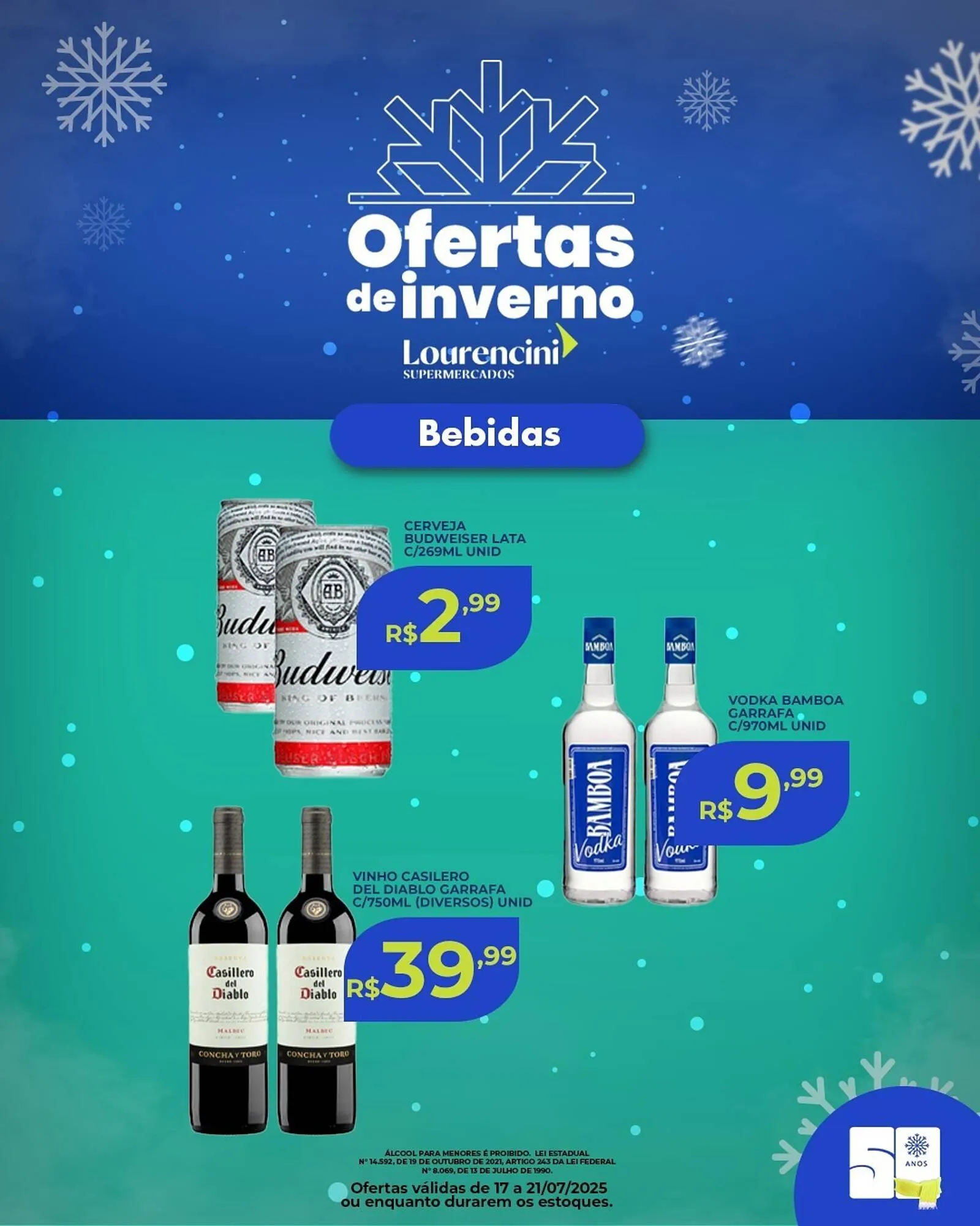 Encarte de Catálogo Lourencini Supermercados 17 de julho até 21 de julho 2025 - Pagina 1