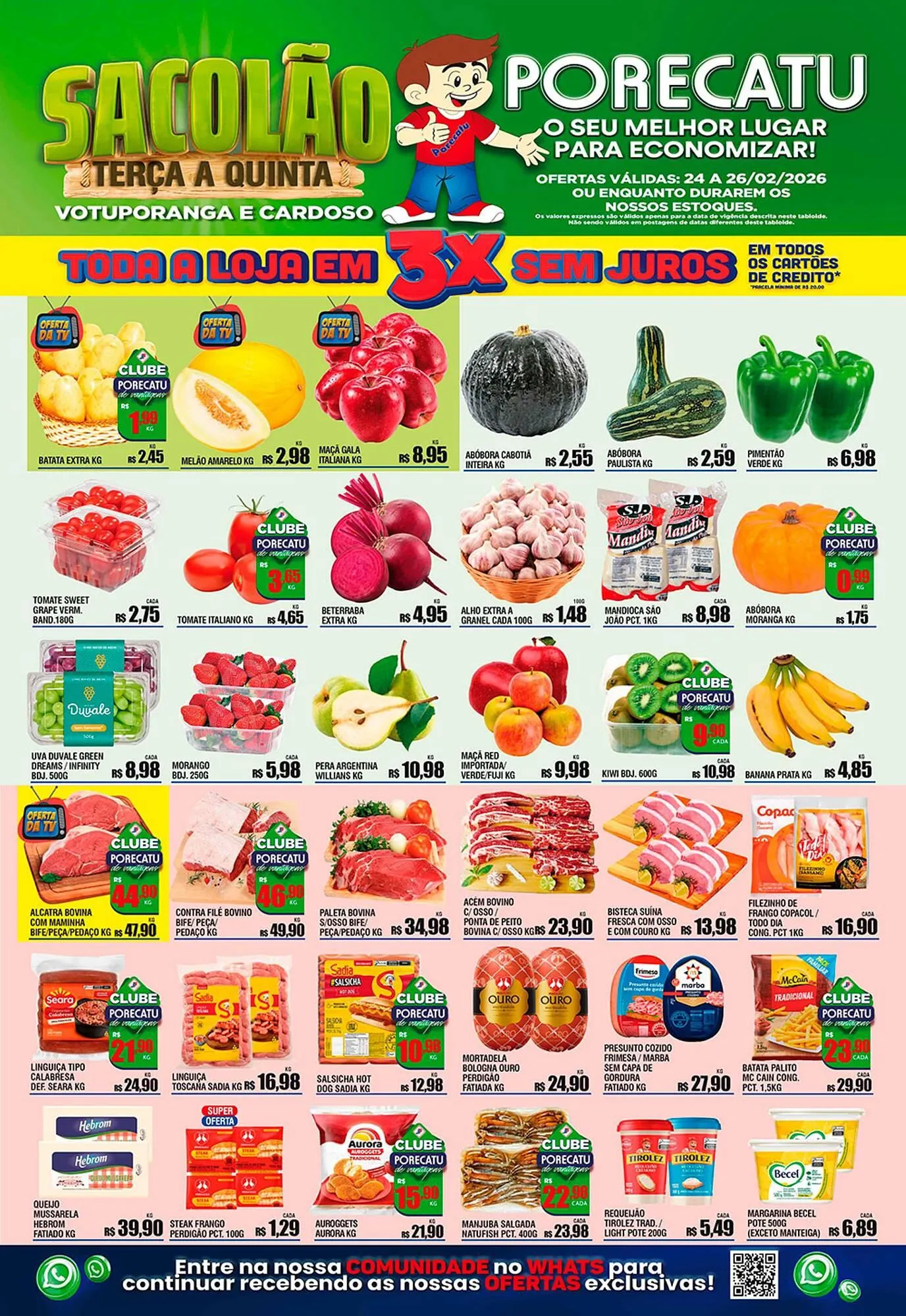 Encarte de Catálogo Supermercado Porecatu 24 de fevereiro até 26 de fevereiro 2026 - Pagina 1