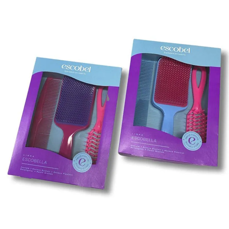 Kit Escova Com Pente 3 Em 1 Sortido Ref.2130 / 2023 / 109 Escobel