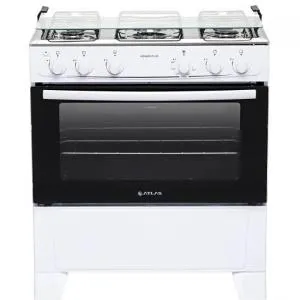 Fogão 5 Bocas Branco com Mesa Inox Atlas Mônaco Plus Bivolt
