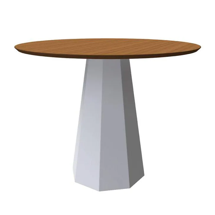 Mesa de Jantar Redonda Isis Imbuia e Off White 100 cm