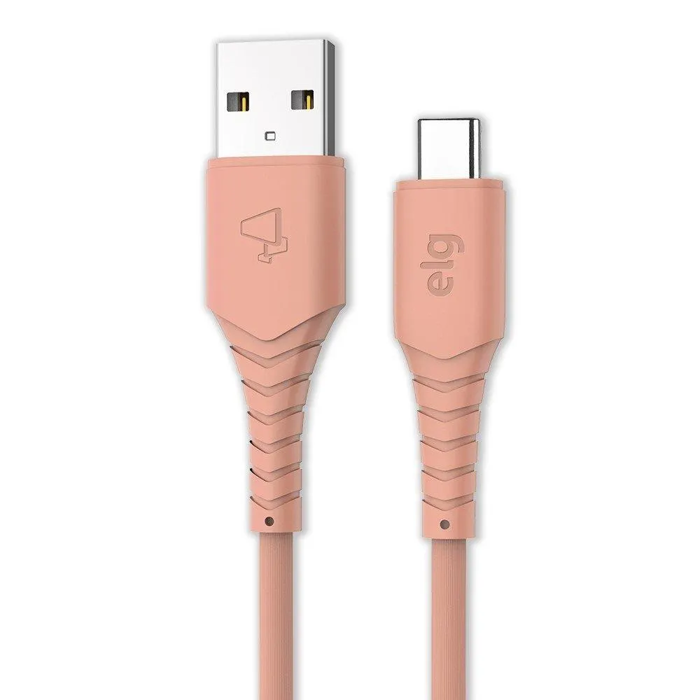 Cabo ELG USB-A/USB-C 1.2m Emborrachado Salmão