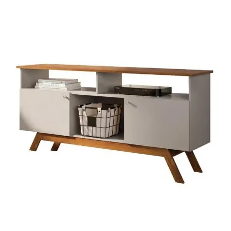 Rack Bancada Para Sala Tv até 43 Polegadas Amsterdã 1,40m Off White Nature