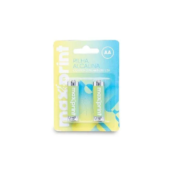 Pilha Alcalina Pequena AA BT 2 UN Maxprint