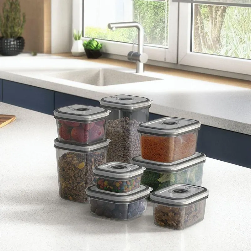 Potes Herméticos Electrolux de Plástico Cinza Escuro Retangular com 8 Unidades