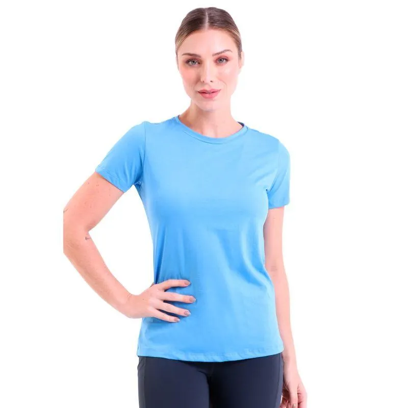 Camiseta Feminina Manga Curta Malha Pima Azul
