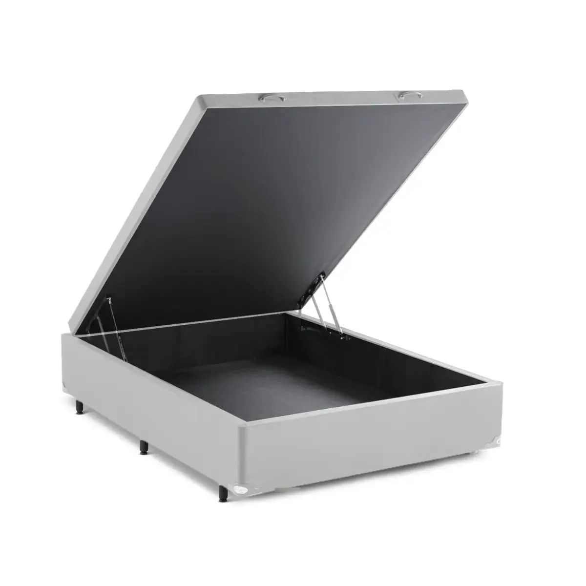 BASE CAMA BOX COM BAÚ ABERTURA FRONTAL VELUDO ALUMÍNIO