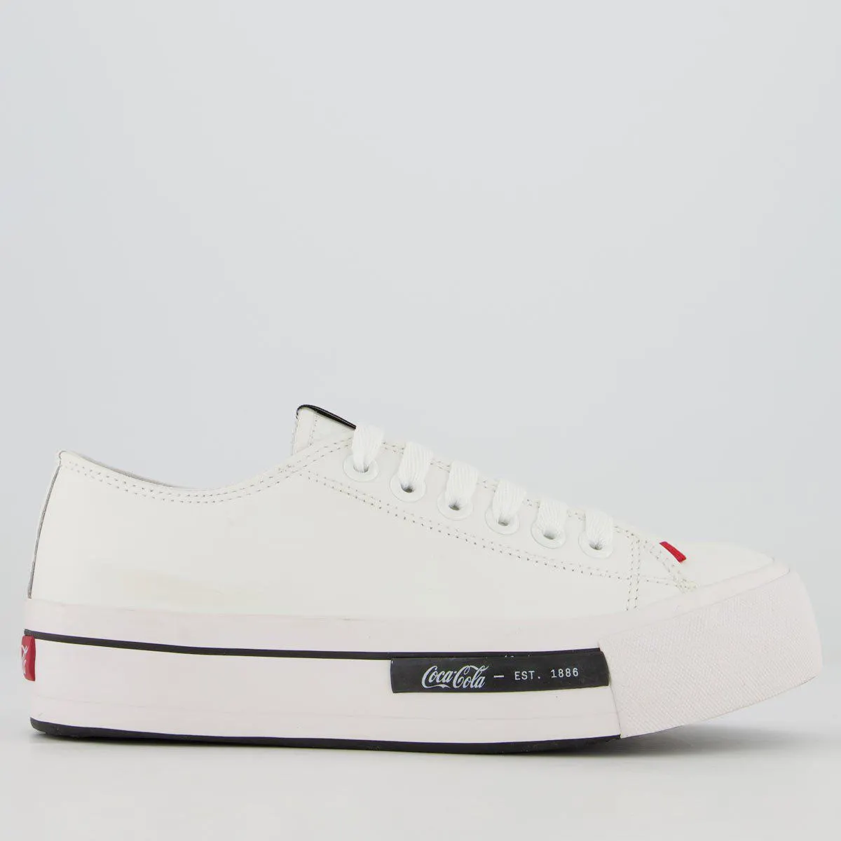 Tênis Coca Cola Daytona Plataforma Leather Feminin Branco