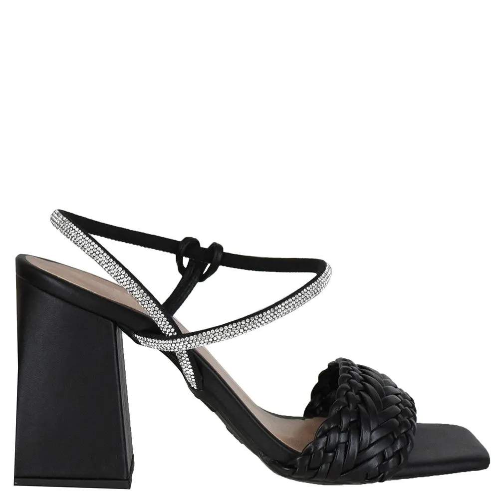 SANDALIA SALTO QUADRADO ALTO TRANCA STRASS DI SANTINNI