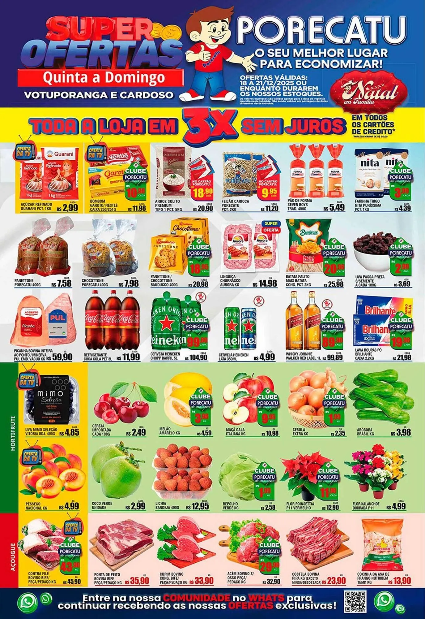 Encarte de Catálogo Supermercado Porecatu 18 de dezembro até 21 de dezembro 2025 - Pagina 1