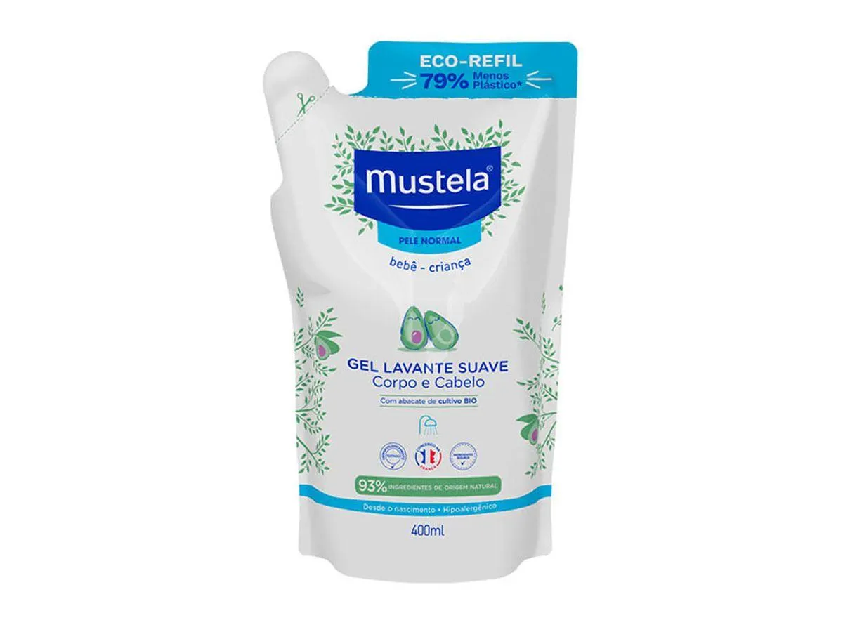 Refil Gel Lavante Suave Mustela Corpo e Cabelo 400ml