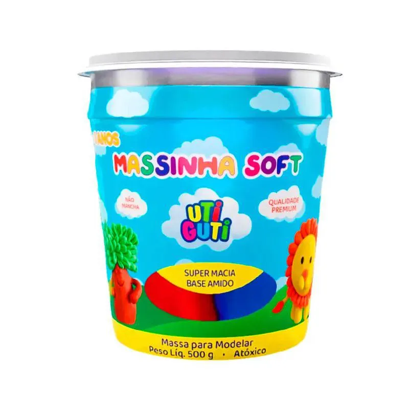 Pote Massinha de Modelar Soft 500g 5 cores - Uti Guti