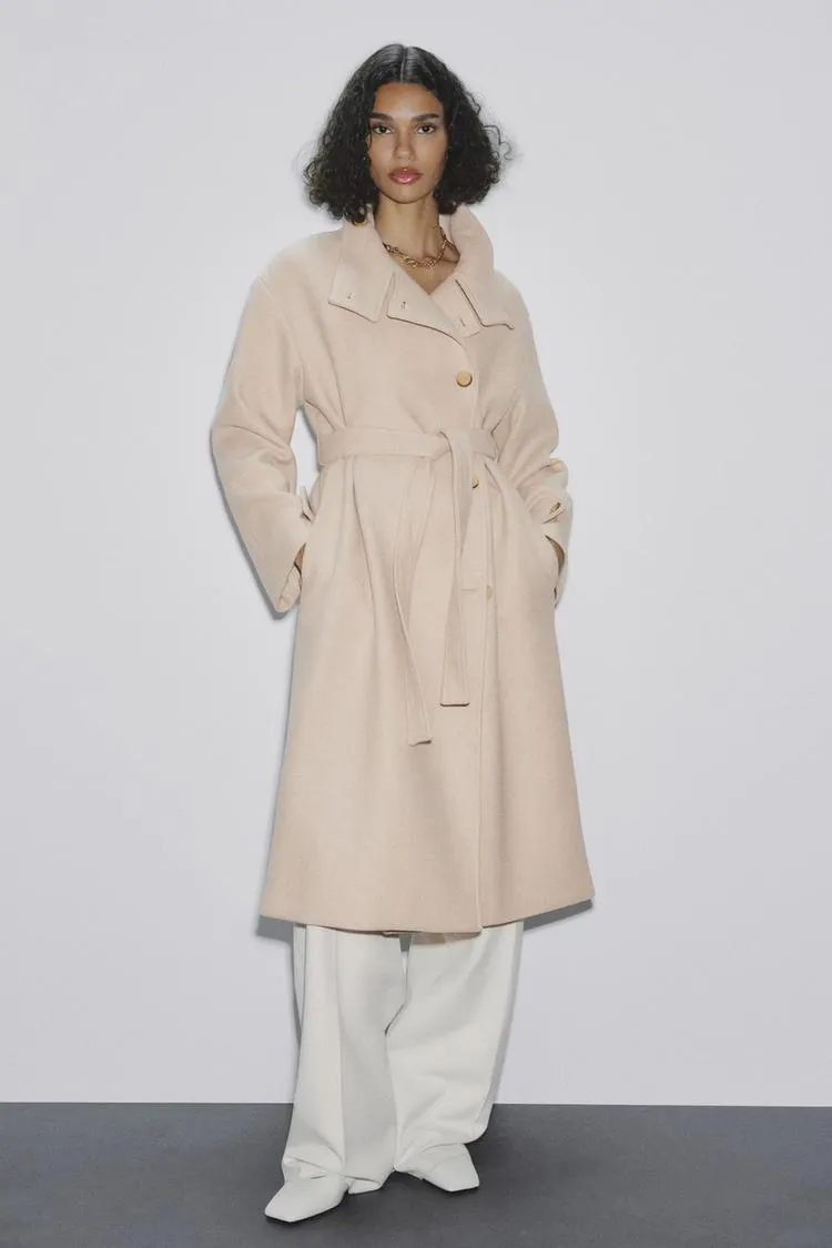 ABRIGO CON LANA CINTURÓN