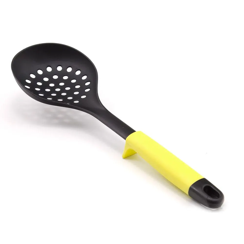 Escumadeira Nylon com Apoio 34cm Amarela - Utility