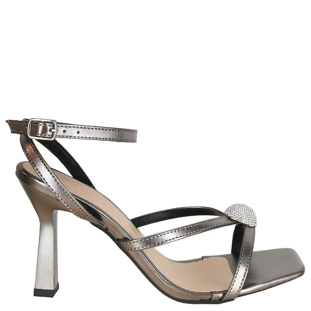 SANDALIA SALTO GEOMETRICO ALTO ENFEITE STRASS DI SANTINNI