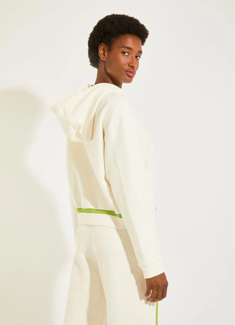 Casaco capuz moletom retilínea off white