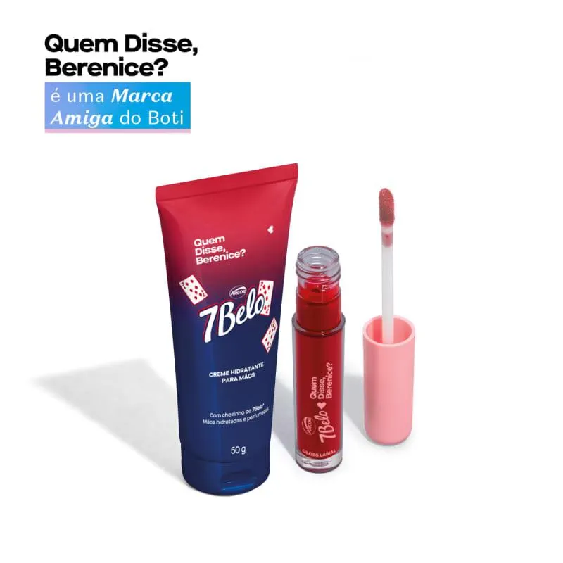 Combo 7Belo QDB: Creme para Mãos 50g + Gloss Labial Explosão de Framboesa 4ml