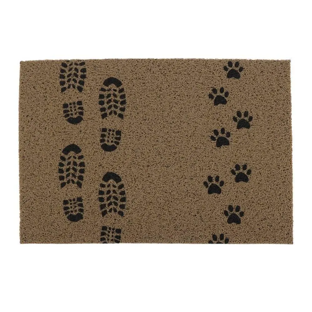 Capacho para Porta de Entrada 40X60 cm Vinil Havan Casa - Pegadas Bege