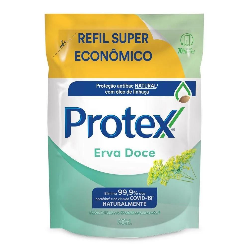 Sabonete Liquido Anti Bact Protex 200ml Refil Erva Doce