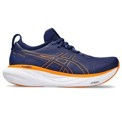 Tênis ASICS GEL-Nimbus 25 - Masculino - Azul Marinho e Laranja com Branco