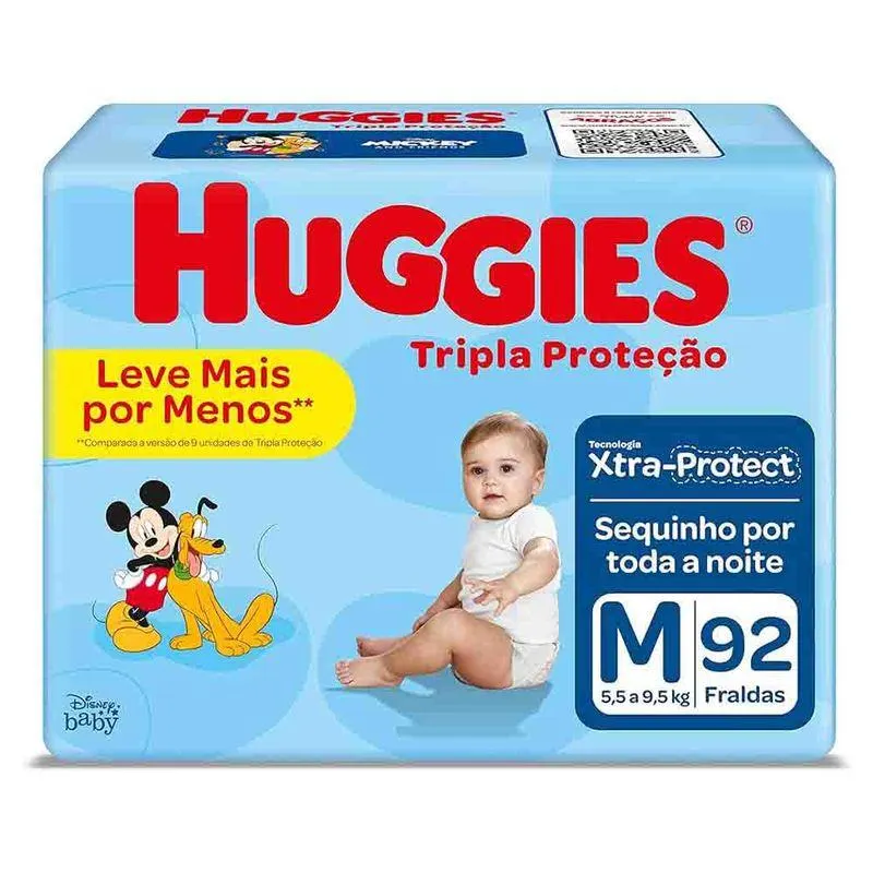 FRALDA HUGGIES M 92UNID TRIPLA PROTECAO LV+POR-
