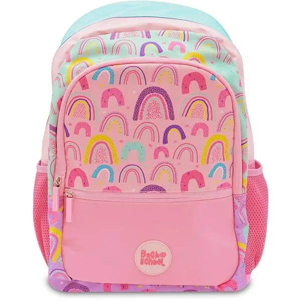 Mochila escolar em poliéster, Rosa, JDK2413, Happy Time - PT 1 UN