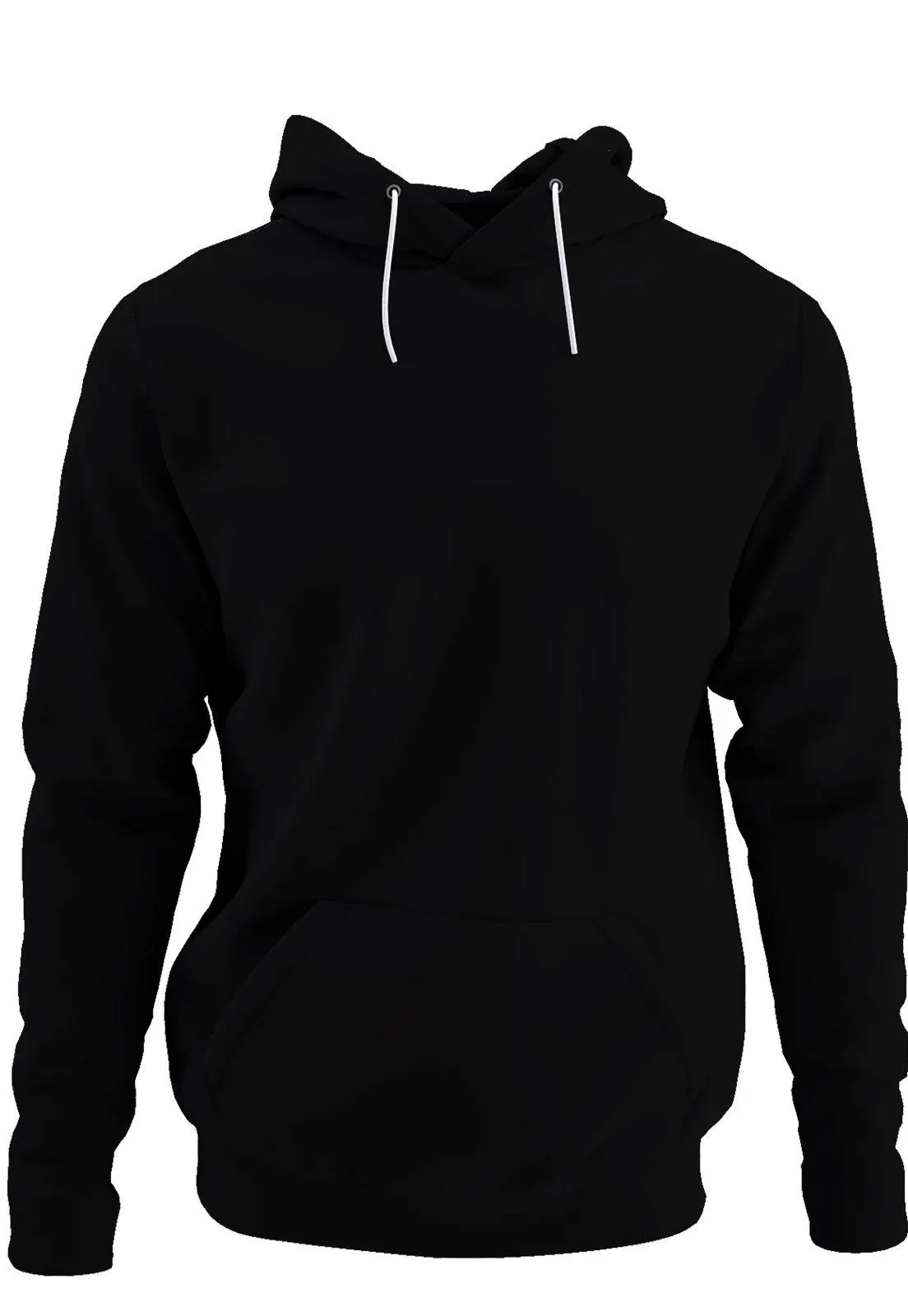 Blusa De Frio Moletom Liso Canguru Com Capuz Felpado Preto