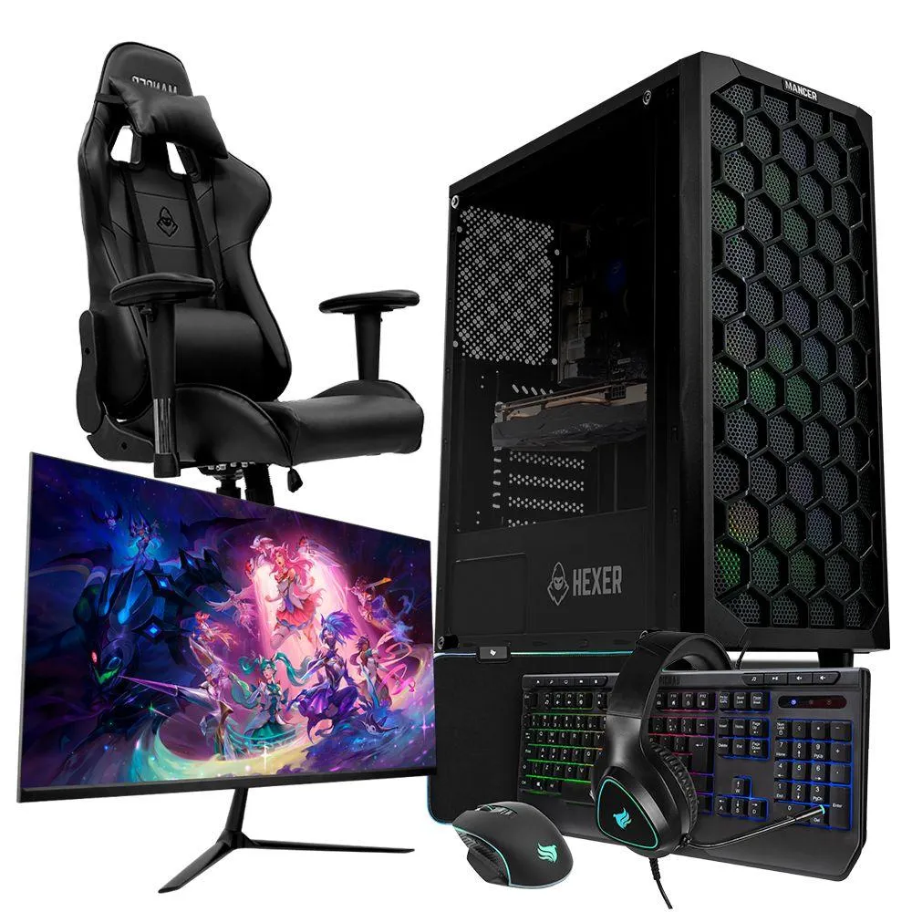 Computador Pichau Gamer Atena V, Intel i5-10400F, GeForce RTX 2060 Super 8GB, 16GB DDR4, SSD M.2 480GB + Monitor + Cadeira + Kit Periféricos