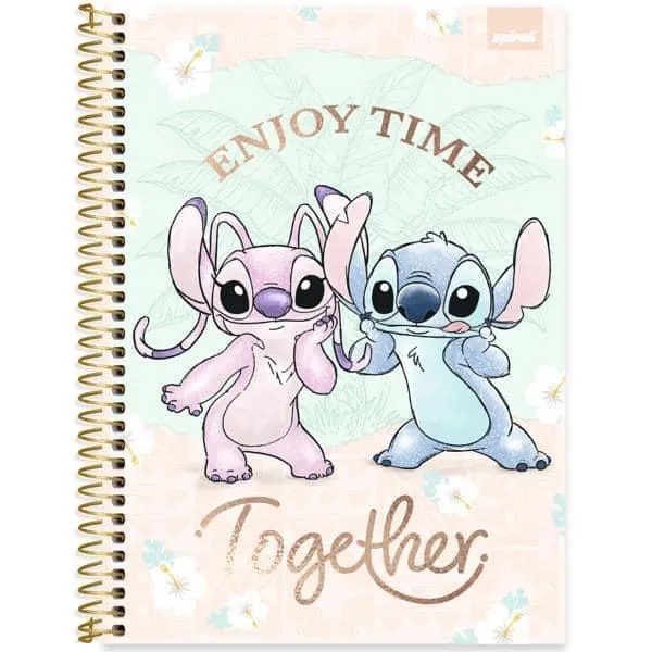 Caderno Universitário Capa Dura, 1 x 1, 80 Folhas, Stitch, 2639837, Spiral Ds - PT 1 UN