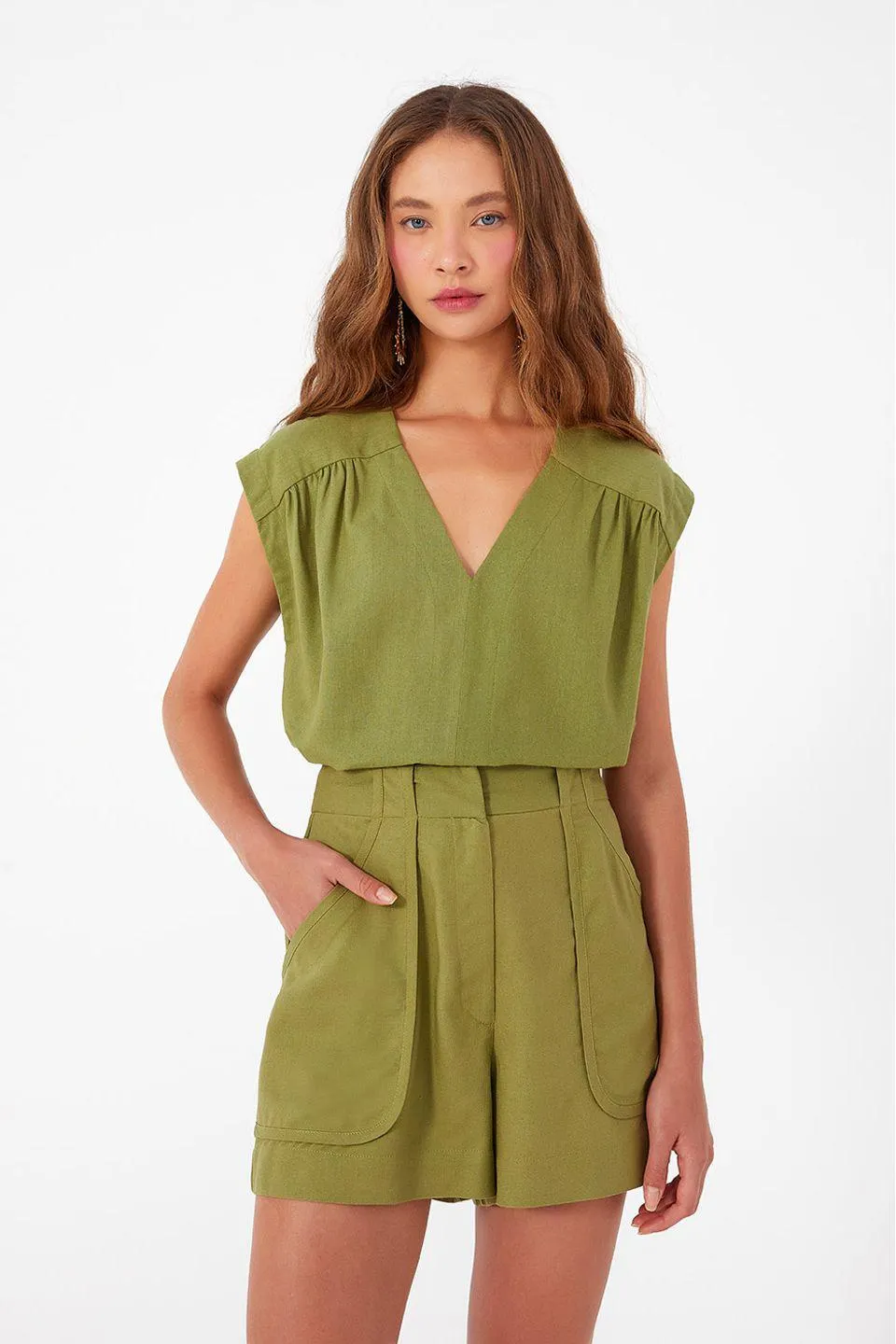 Short Linho Bolso Frente