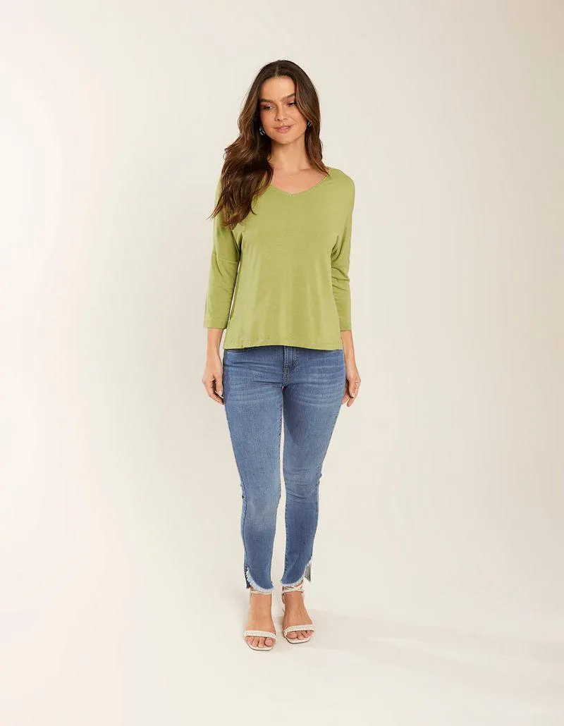 Blusa Manga 7/8 Colors - Pistache