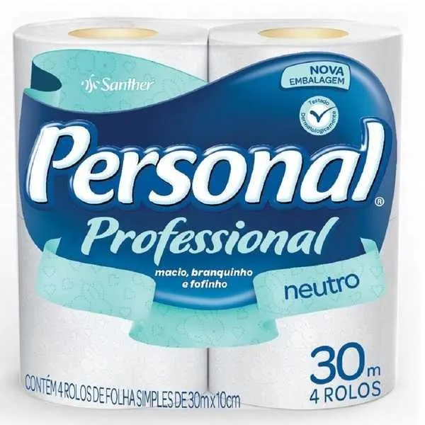 Papel Higiênico Folha Simples 30m Branco PT 4 RL Personal