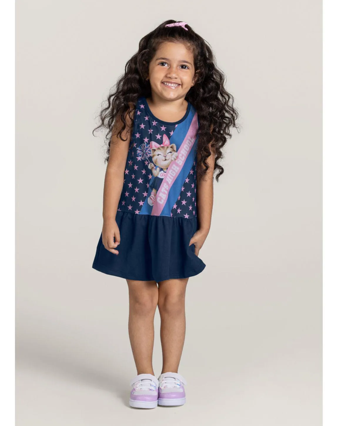 Vestido regata em malha infantil menina Brandili