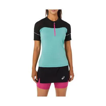 Camiseta ASICS Fujitrail - Feminina - Preta e Turquesa